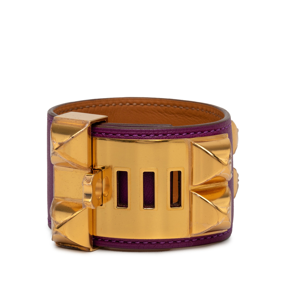 Pre-Loved Hermes Gold Plated and Swift Collier de Chien Bracelet T4